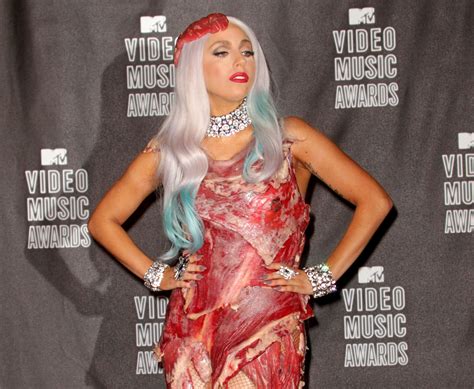 lady gaga dressed in meat